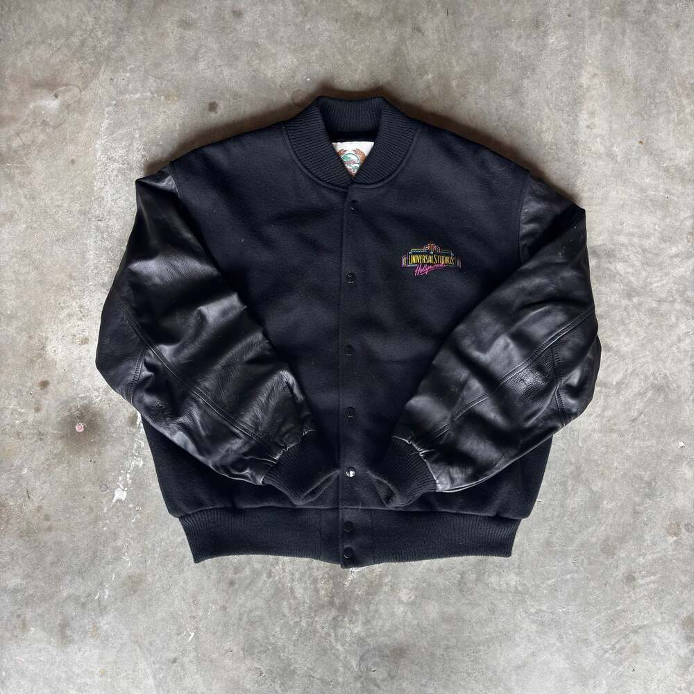 Vintage 90s Universal Studios Hollywood Wool & Leather Varsity Jacket